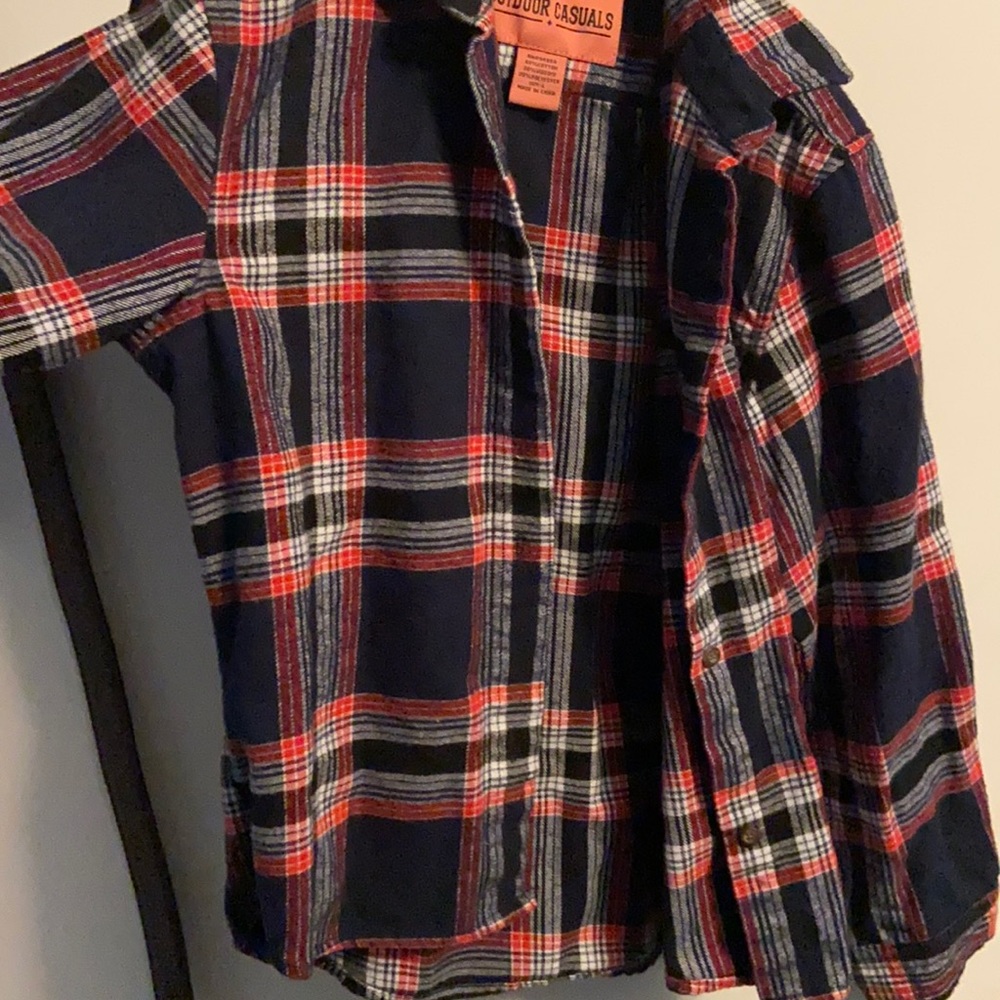 Boys red and black button up